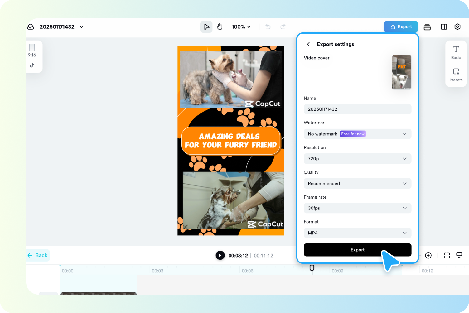 Exportez et partagez la vidéo